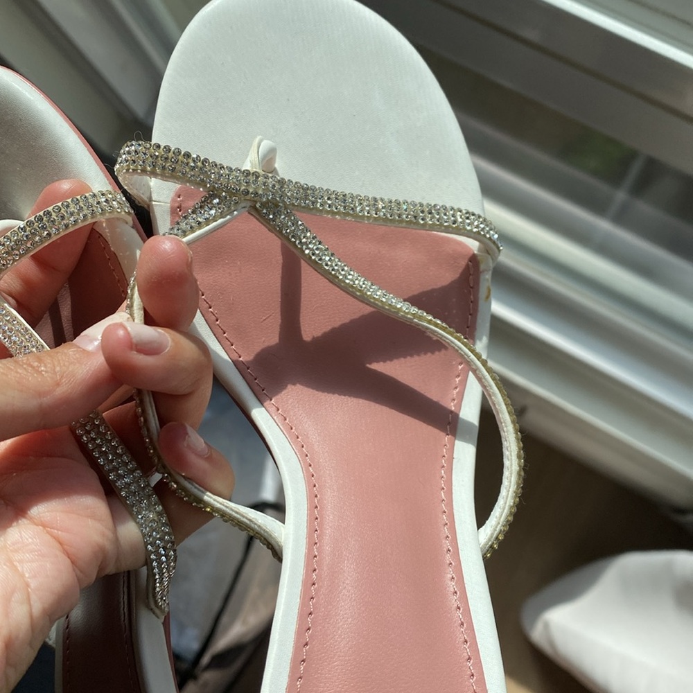 New MNG Rhinestone White Strappy Sandals sz 38 - Picture 7 of 8